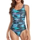 thumbnail image 1 of Traje de baño de una pieza Patrón de impresión Diseño sin espalda Traje de baño elástico de una pieza Traje de baño deportivo para mujer Verde XL, 1 of 6