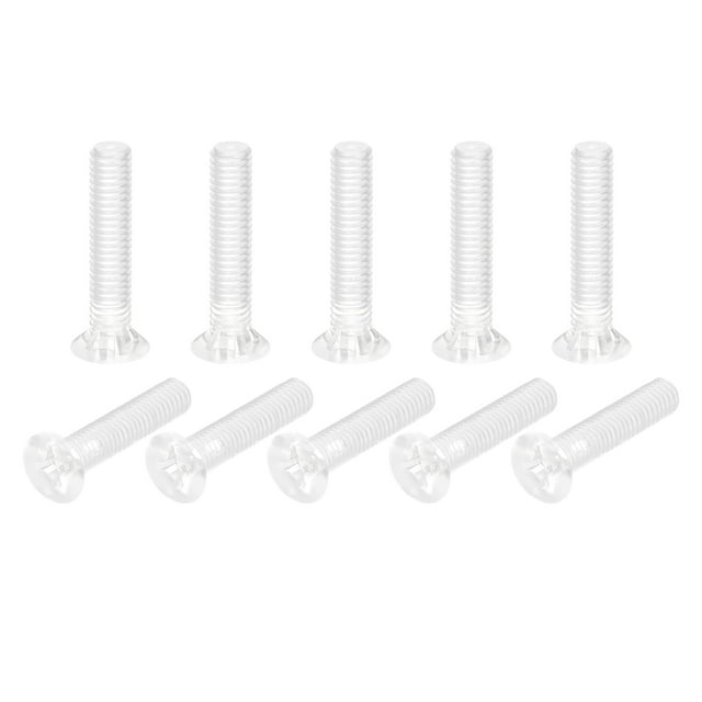 Unique Bargains M6x30mm Plastic Phillips Machine Screws, PC Flat Head Machine Bolts 25 Pack