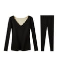 thumbnail image 1 of Minnieouse Ropa interior térmica femenina, ropa de manga larga, traje, pijama, camisa cálida, pantalones, accesorios para pantalones de fibra acrílica Ropa interior XL negro Minnieouse AP013575-02, 1 of 6