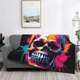 thumbnail image 2 of Yiaed Colorful Skull Print Blanket Throw Blanket Soft Cozy Flannel Blanket for Home Bed Sofa Couch Chair-50"x40", 2 of 6