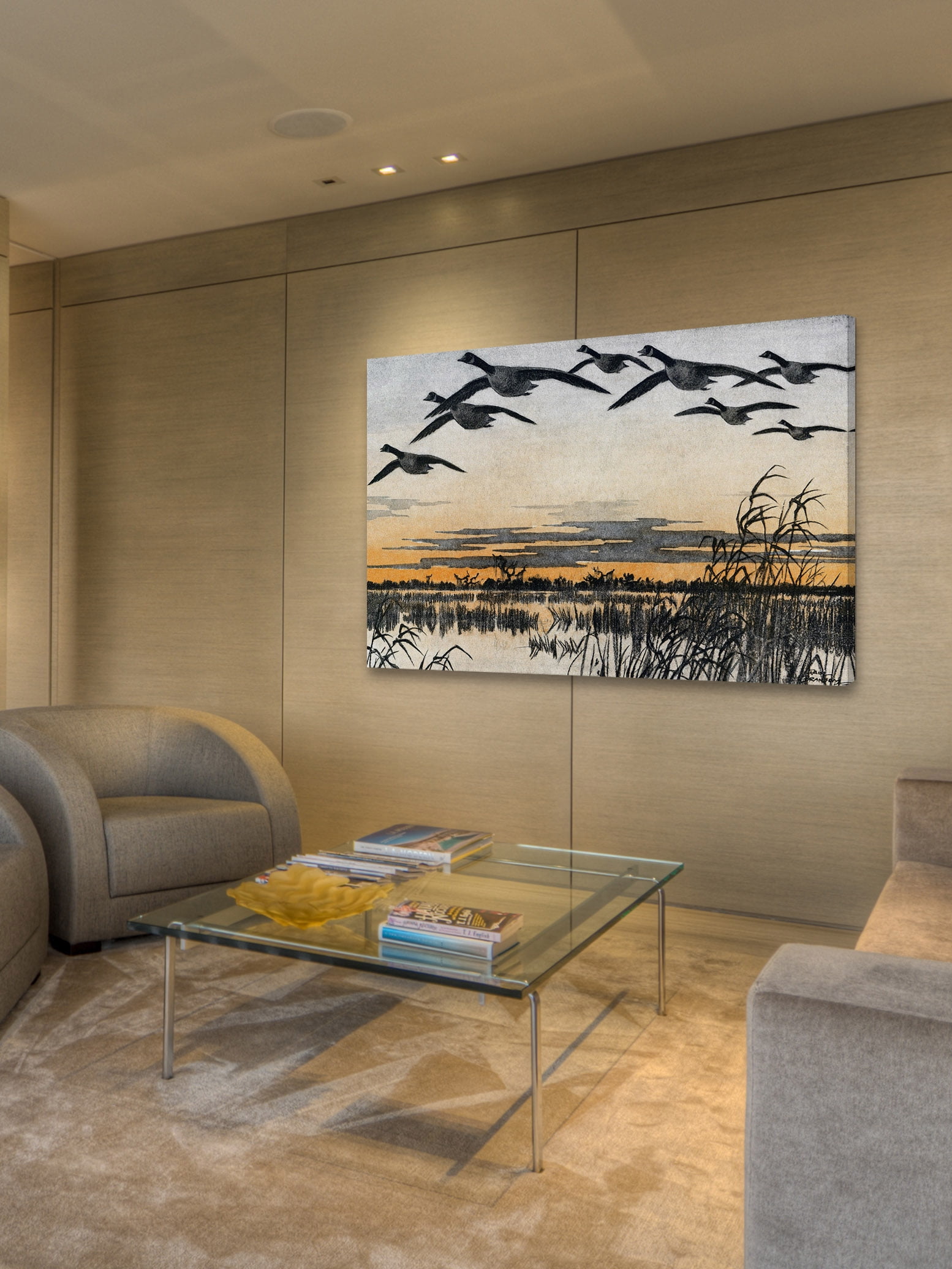 "Geese in Flight" Painting Print on Wrapped Canvas