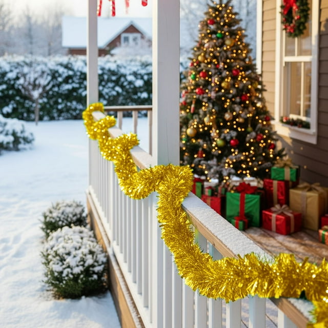 ZENGHUIJ 78.7 In Tinsels Garland Christmas Metallic Hanging Tinsels Garland For Xmas Tree Home And Party Decoration