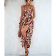 thumbnail image 4 of Vestido sin mangas con cuello en V Vestido elegante con estampado floral de cintura alta entrecruzado sin espalda para fiesta Negro S, 4 of 7