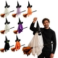 thumbnail image 6 of Halloween Ghost Riding Broom Decoration, Hanging Witch Hat Ghost Decor with Broomstick Design Lightweight Structure And Easy Suspension, Festive Decoration, Spooky Halloween Decorations, 6 of 6