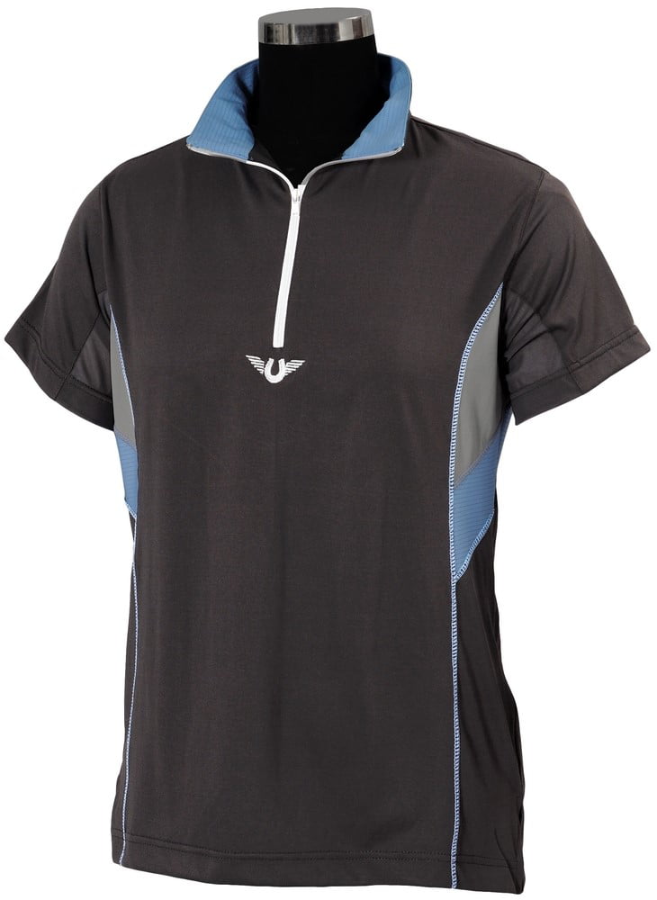 TuffRider Ladies Neon Mock Zip Long Sleeve Sport Shirt White/Neon Peach X-Large 