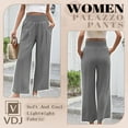 thumbnail image 4 of VDJ Womens Pants Elastic High Waisted Palazzo Casual Wide Leg Pockets Lounge Pant Light Gray Vacation Outfit Size XL, 4 of 9