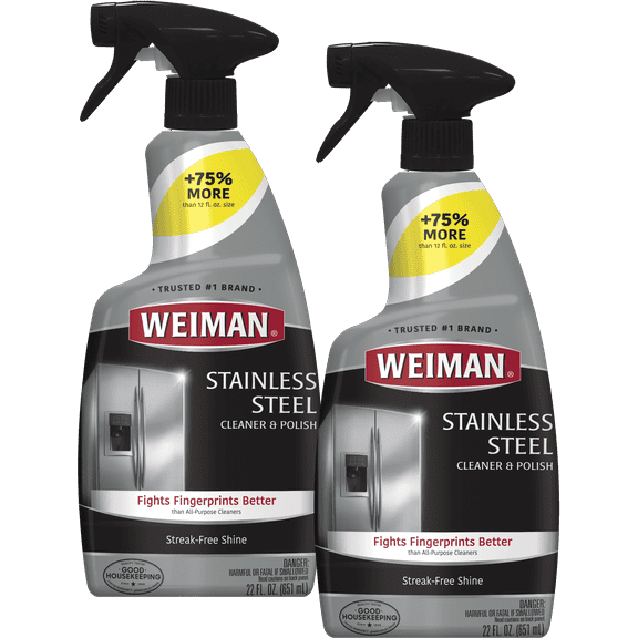Weiman Stainless Steel Cleaner and Polish for Kitchen Appliance Cleaning , 2 Pack (44oz)