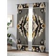 thumbnail image 4 of Sheer Curtains 108 Inches Long, Grey Orange Black Light Filtering Window Curtains for Living Room, Geometric Boho Ethnic Southwestern Rod Pocket Voile Sheer Curtain Drapes, 52"W x 108"L, 2 Panels, 4 of 8