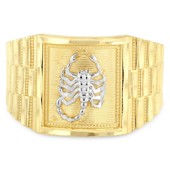 Ioka - 14K Solid Yellow Gold 14MM Scorpion Men's Ring - Size 6.5