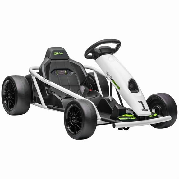 Aosom 24V 8.1 MPH Electric Go Kart, Drifting Car Battery Powered Ride on Toy Outdoor with Slow Start, Music, Horn Honking and Safety Belt, for 8-12 Years Old, White
