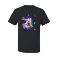 thumbnail image 2 of Wild Bobby, Galactic Pizza Space Cat Laser Eyes, Animal Lover, Men Graphic Tees, Black, Small, 2 of 3