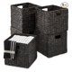 thumbnail image 1 of KWUXIN 12x12in Pack of 5 Cube Storage Baskets, Water Hyacinth Multipurpose Collapsible Organizers, Handwoven Laundry Totes for Laundry, Living Room, Kids Room & Nursery - Black, 1 of 5