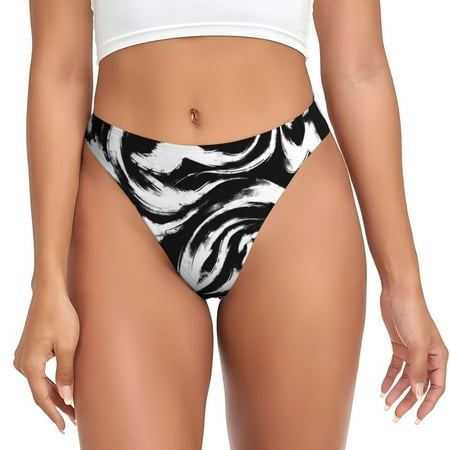 Qokaie Leopard And Zebra 2 Printed Women s Cotton Thong Underwear  Sexy Breathable Panties G-string-Large