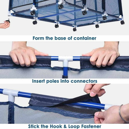 mesh pool storage bin rolling cart