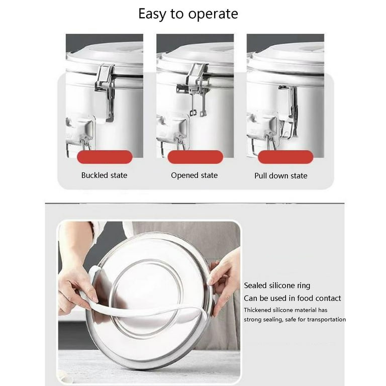 Stainless Steel Sealed Bucket With Lid - 17.5cm Multipurpose Container For Kitchen & Catering
