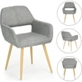 thumbnail image 3 of De Comedor con Brazos Sillas de Cojín de Tela con Patas de Metal Resistentes para Comedor Gris, 3 of 5