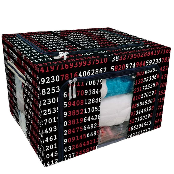 YUSDECOR Pi Sign And Pi Numbers On Black Background Storage Bag Clear Window Storage Bins Boxes Large Capacity Foldable Stackable Organizer With Steel Metal Frame For Bedding,Clothes,Closets, Bedrooms