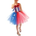thumbnail image 5 of Yunliwuli Kid Girl 4th of July Costume, Star Stripe Print Sleeveless Tulle Patchwork Dress Cosplay Clothes for Independence Day, 5 of 10