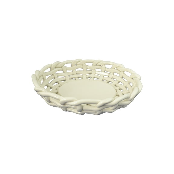 Porcelain Fruit or Bread Basket Bowl Oval in Glossy White
