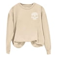 thumbnail image 4 of WEIWEN Halloween Sweatshirts for Women Dressy Casual Skull Printed Crewneck Long Sleeve Fall Outfits 2026 Trendy Halloween Sweaters for Women Fashion Clothing Womens Tops Beige, M, 4 of 4