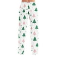 thumbnail image 6 of WTOBBY Women's Holiday-Themed Anime Pajama Pants, Sleepwear with Elastic Waist for Casual Wear, Straight Leg Trousers for Yoga and Christmas Print Design for Cozy Home Use,White L, 6 of 7
