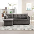thumbnail image 4 of 3 Seater Modular Sectional Sofa with Pull-Out Bed and Reversible Storage Chaise, Comfy Chenille L Shaped Convertible Sleeper Couch with Pocket 3 Seat Couch for Living Room Home Office Gray, 4 of 9