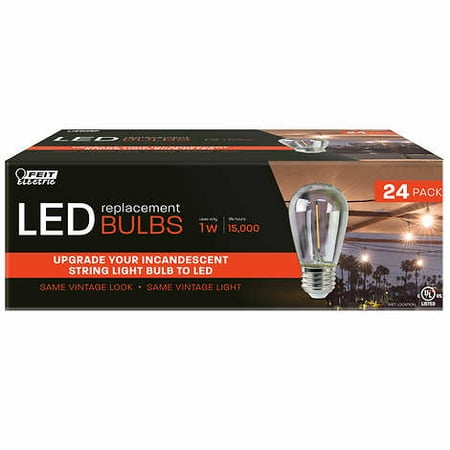 Led Replacement Bulbs FEIT LED Replacement String Light Bulbs 24-pack Life Hours 15,000 Replace Your Incandescent Bulbs ()