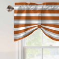 thumbnail image 5 of Tie Up Valances for Windows, Burnt Orange Grey Stripe Adjustable Valance Curtains Window Treatment for Living Room, Minimalist Farmhouse Striped Rod Pocket Kitchen Curtains & Drapes 60x18 Inch, 5 of 9