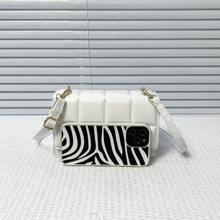 Off White and Khaki Zebra Print GOLD CLIPS Handbag Straps