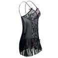 thumbnail image 5 of HaoXianJian Women's underwear Lace Mesh Babydolls Strap Nightgown Open Front Sleepwear Spaghetti V Neck Chemise Side Slit Nightie, 5 of 8