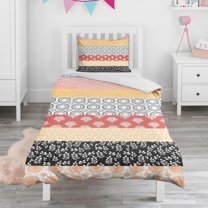 Boho Bohemia Geometric Line Art Duvet Cover and Pillowcase Set for Single Bedding, Bedroom Accessories for Kids Teens