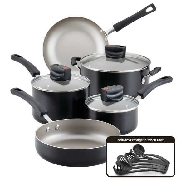 Juego de Utensilios de Cocina Farberware Smart Control Antiadherente 14 piezas Negro