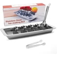 thumbnail image 2 of 2Pcs Stainless Steel Ice Cube Trays for Freezer, Metal Ice Cube Trays with Lever, Reusable 18/8 Slot Ice Cube Mold for Bar & Kitchen (With Clips, 2PCS), 2 of 5