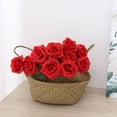 thumbnail image 3 of 10pcs Artificial Rose Fake Faux Silk Flowers Artificial Roses with Long Stems for Wedding Arrangement, Bridal Bouquet, Centerpiece, Home Decoration (Red), 3 of 5