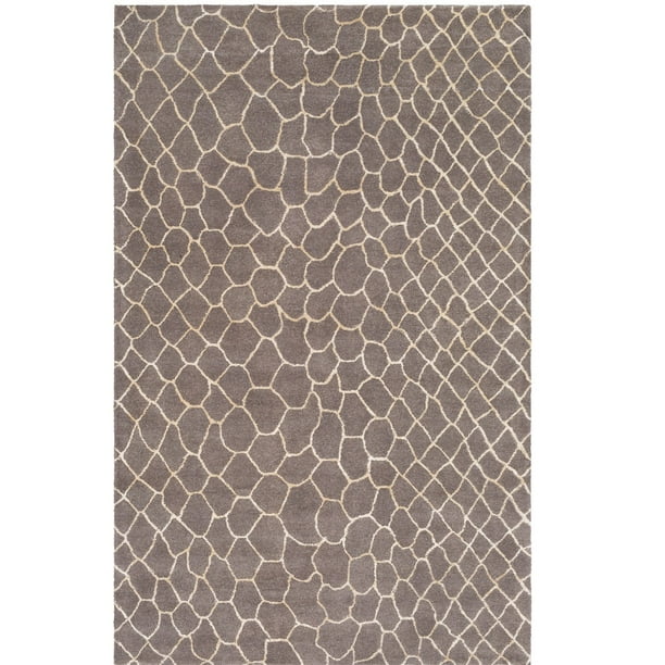 2' x 3' Snake Skin Design Brown and Gray Rectangular Hand Tufted Area