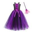 thumbnail image 3 of Xdegoge Kids Girls Halloween Vampire Dress Maxi Tulle Tutu Lace Up Sleeveless Tween Party Dresses Gothic Cosplay Costume with Hooded Cloak Carnival Festival Performance Wear, 3 of 8