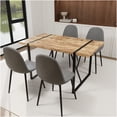 thumbnail image 3 of 55 Inch Modern Industrial Dining Table Set with 4 Suede Chairs, Grey Brown MDF Top and Black Metal Base, 3 of 10