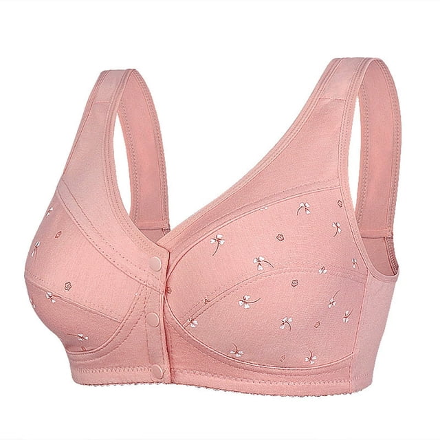Women‘s Soft Cotton Front Closure Bralette Floral Print Wire Vest Style Plus Size