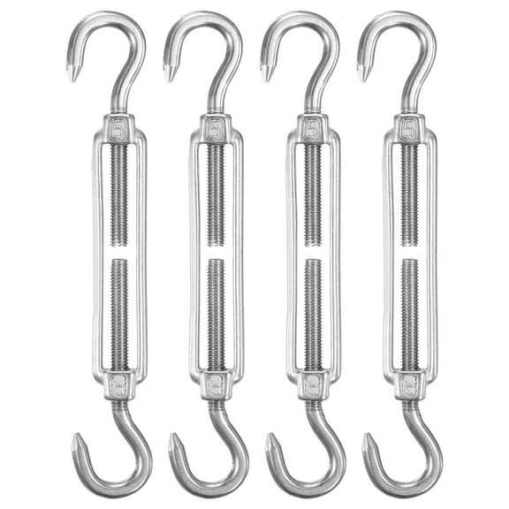 Uxcell 4-Pack Turnbuckle Hook and Hook, M5 Stainless Steel Heavy Turnbuckles Wire Rope Tension Adjustable Tension