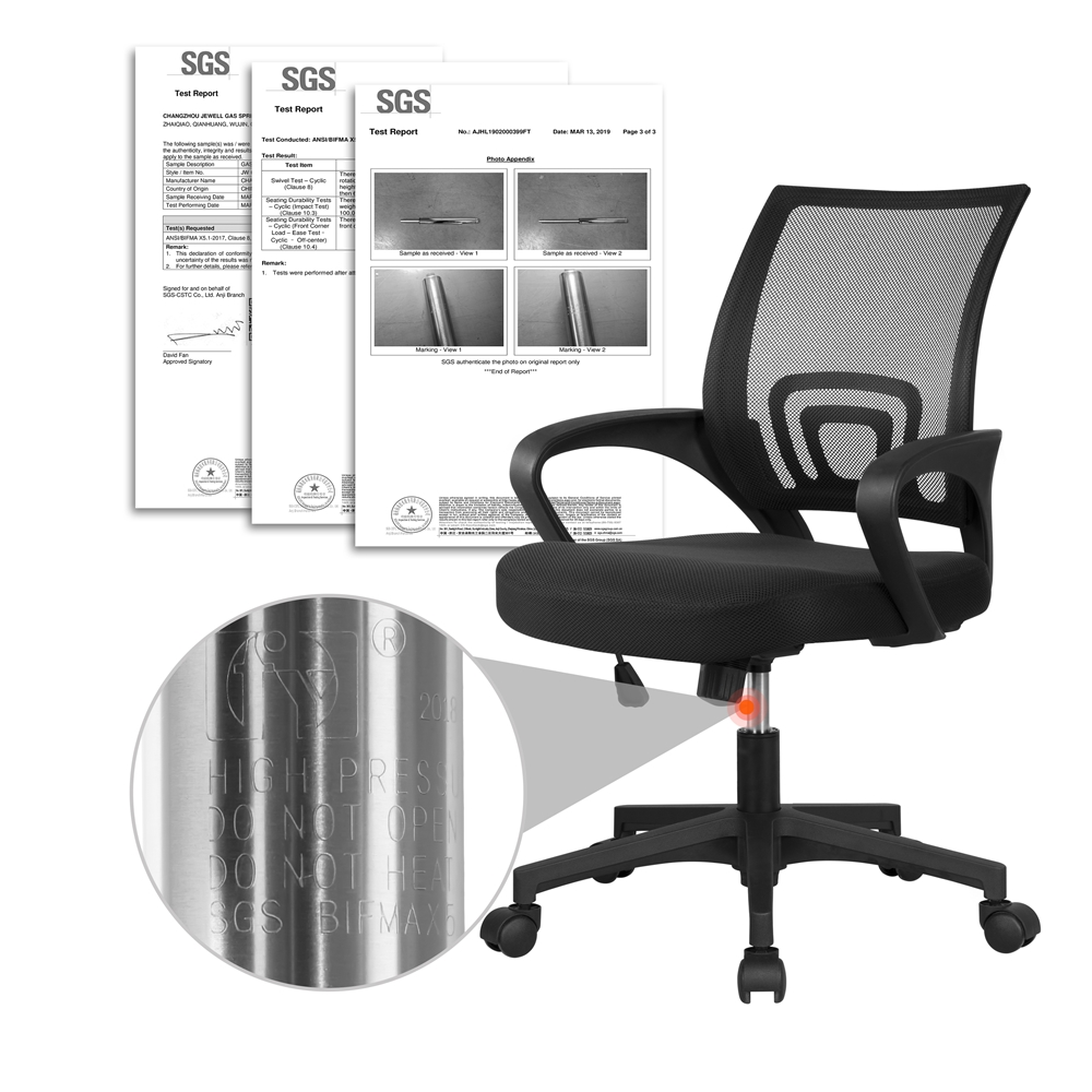 Smile Mart Adjustable Mid Back Mesh Swivel Office Chair with Armrests, Black - image 5 of 8