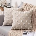 thumbnail image 2 of Apuakthei Juego de 2 fundas de almohada decorativas, funda de almohada de jacquard rómbico, funda de cojín cuadrada suave. -18''x18'' Beige, 2 of 6