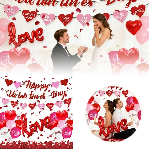 Hearth & Gear Valentine's Day Party Bunting Heart Shaped Decorative String For Celebrations Baby And Balloons And Balloons for Gender Reveal Train Balloons 3rd Birthday Extra Large Balloons Hold