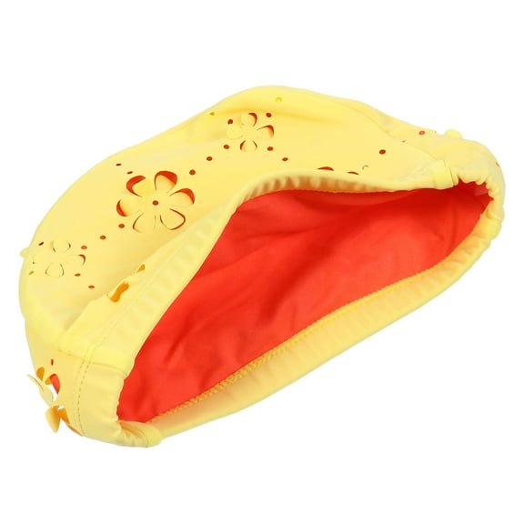 LOLIPPYY Adult Swim Cap Yellow Lightweight Flexible Flower Pattern Swimming Hat Ear