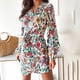thumbnail image 2 of Vestido con cordones estampado de manga larga con cuello en V informal de moda de otoño para mujer Fridja  yut4084, 2 of 8