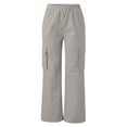 thumbnail image 6 of Petite Cargo Pants For Women High Waisted Trendy Lightweight Joggers Elastic Straight Leg with Pocket Casual Baggy Pants Gray XL, 6 of 7