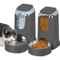 thumbnail image 2 of 2 Pack Automatic Cat Feeder and Stainless Steel Water Dispenser, Gravity Dog Waterer Set Food Feeder and Waterer Set for Small Medium Kitten Puppy Pets(1 Gallon x 2, Brown), 2 of 8