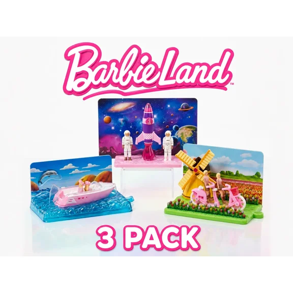 Barbie The Movie Mini Land 3 Pack Playset Windmill Rocket Boat Doll Sets