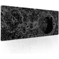 thumbnail image 1 of Black White Topographic Gaming Mouse Pad - XL Moon Relief Map Extended Mat, Non-Slip Rubber Base, Stitched Edge, Long Keyboard Playmat for Desk Computer, 31.5x11.8 Inch, 1 of 6