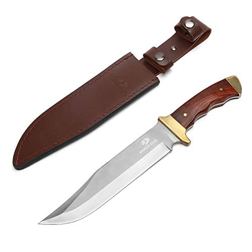 Mossy Oak 14inch Bowie Knife, FullTang Fixed Blade Wood Handle with