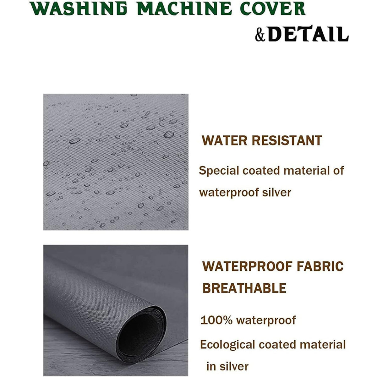 Waterproof & Dustproof Washing Machine Cover, Top & Front Load Washer Dryer Lid Cover, Grey, 27" L x 33" W x 39"H